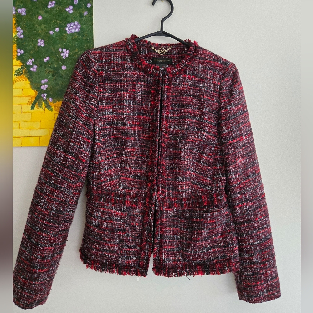 DKNY Burgundy Color Tweed Jacket by DONNA KARAN